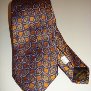 Cravate homme Robert Talbott 100% soie orange bleu Made in
