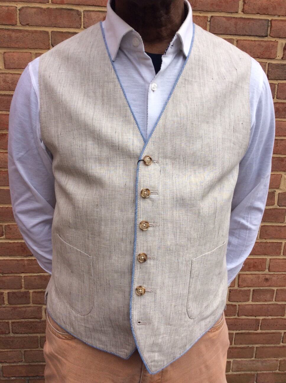 Men's linen vest, Light gray