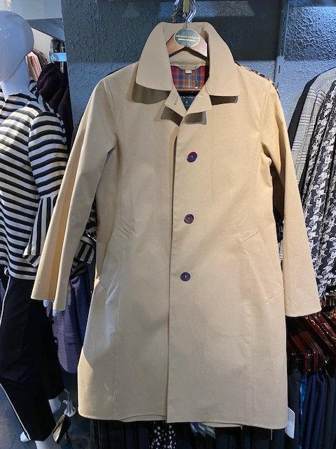Mackintosh Camel Raincoat with Plaid Buttons | Everard's Clothing
