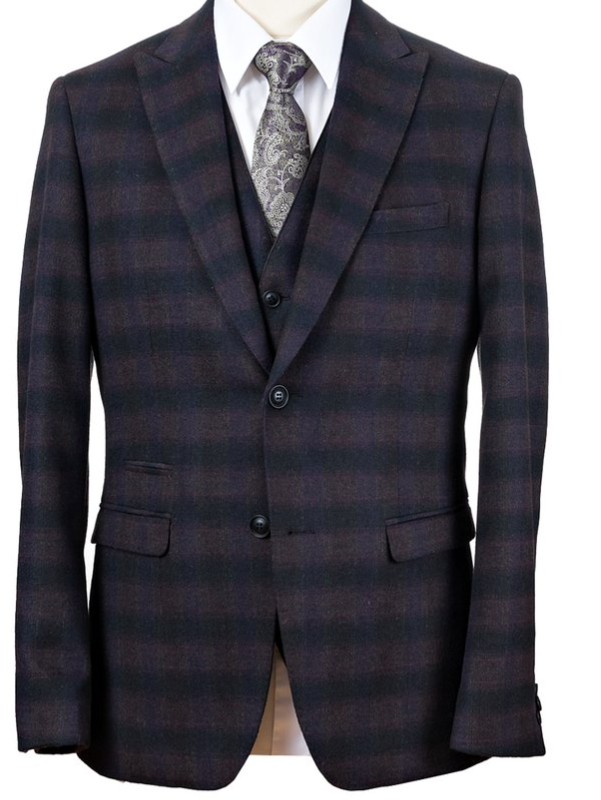 Burgundy Plaid 3-Piece Suit | Everard's Clothing