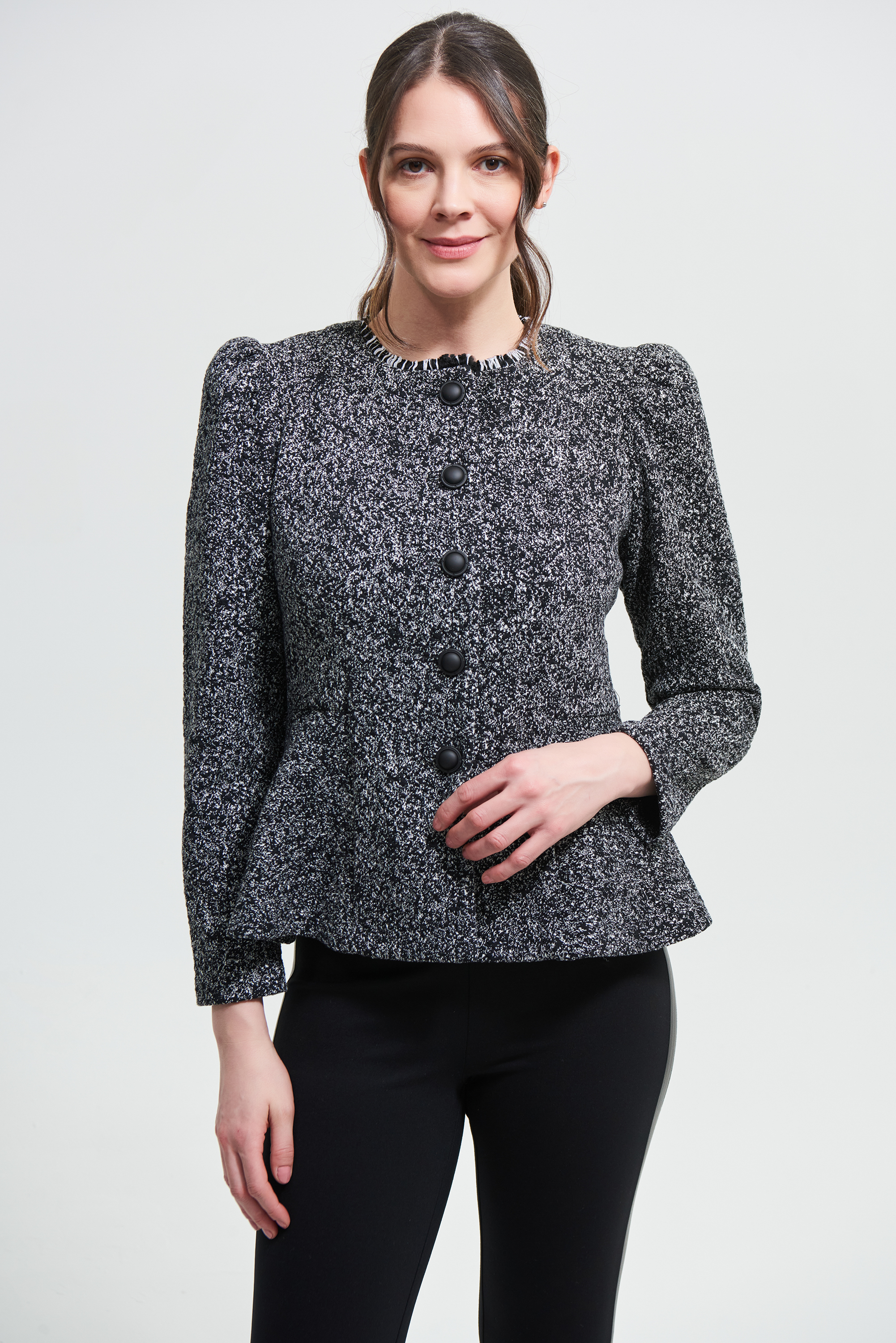 Boucle Jacket with Roped Shoulders
