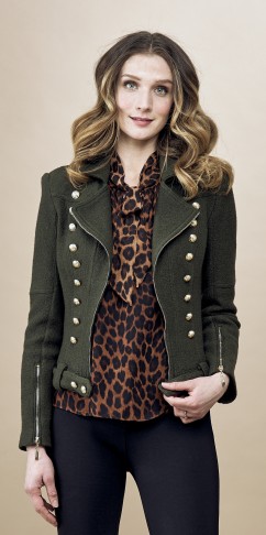 Olive Moto Jacket with Gold Buttons