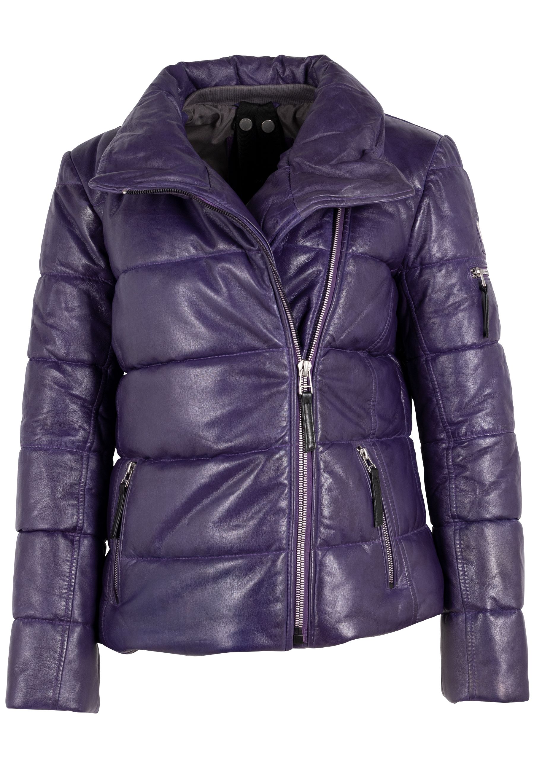 Rena Leather Puffer Jacket Purple-Size M only