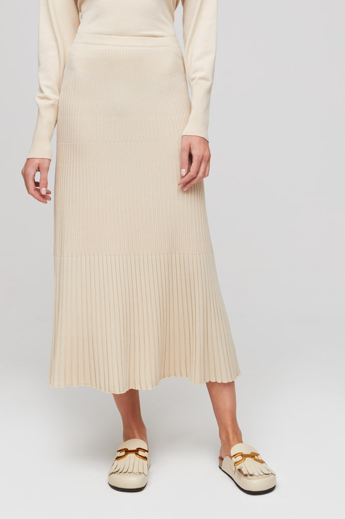 Beige Knit Ribbed Skirt-Size S only