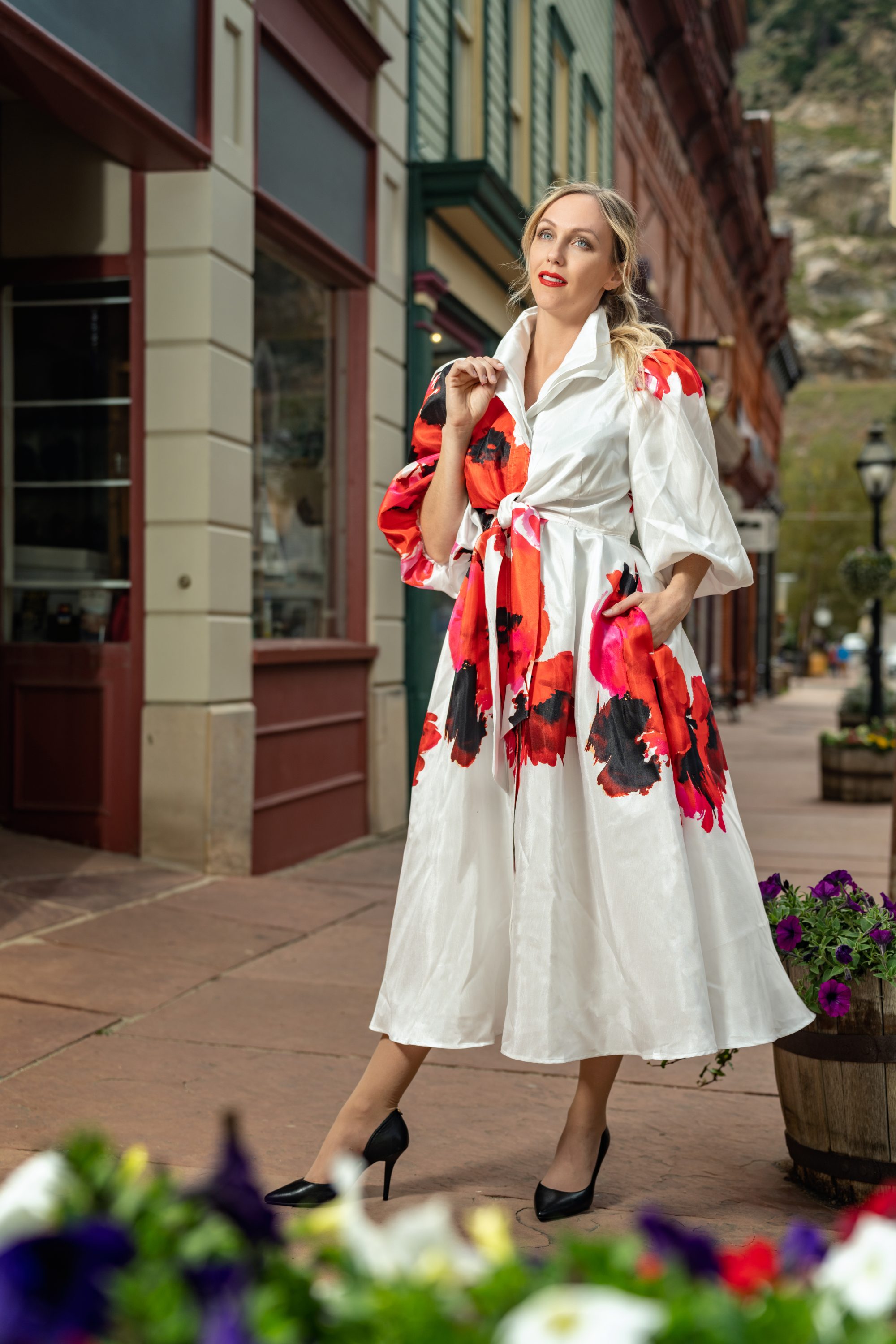 Floral Lace Midi Dress | Teuta Matoshi