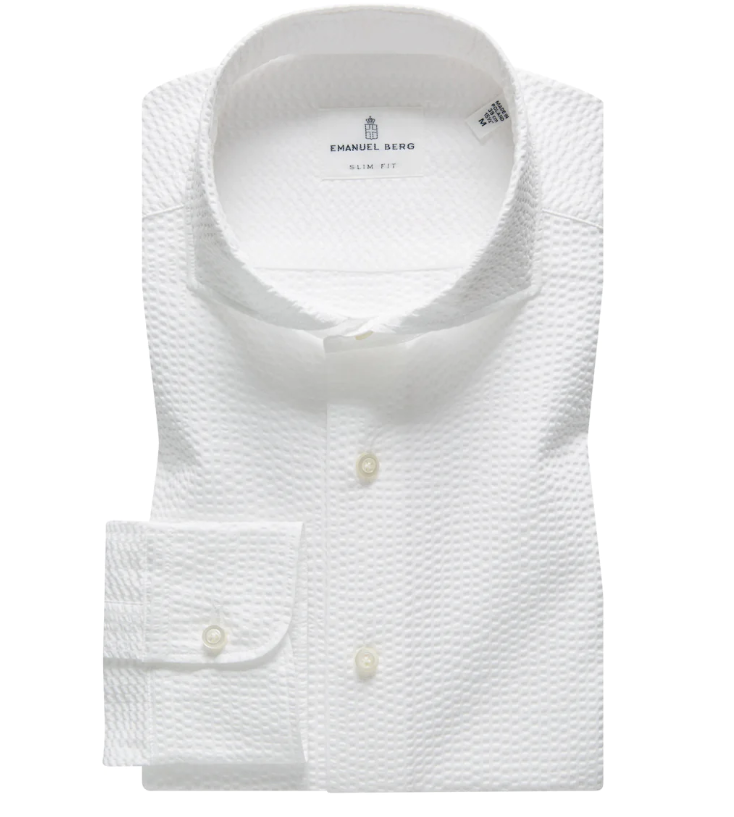 Summer Textured Crinkle Hybrid Shirt - White