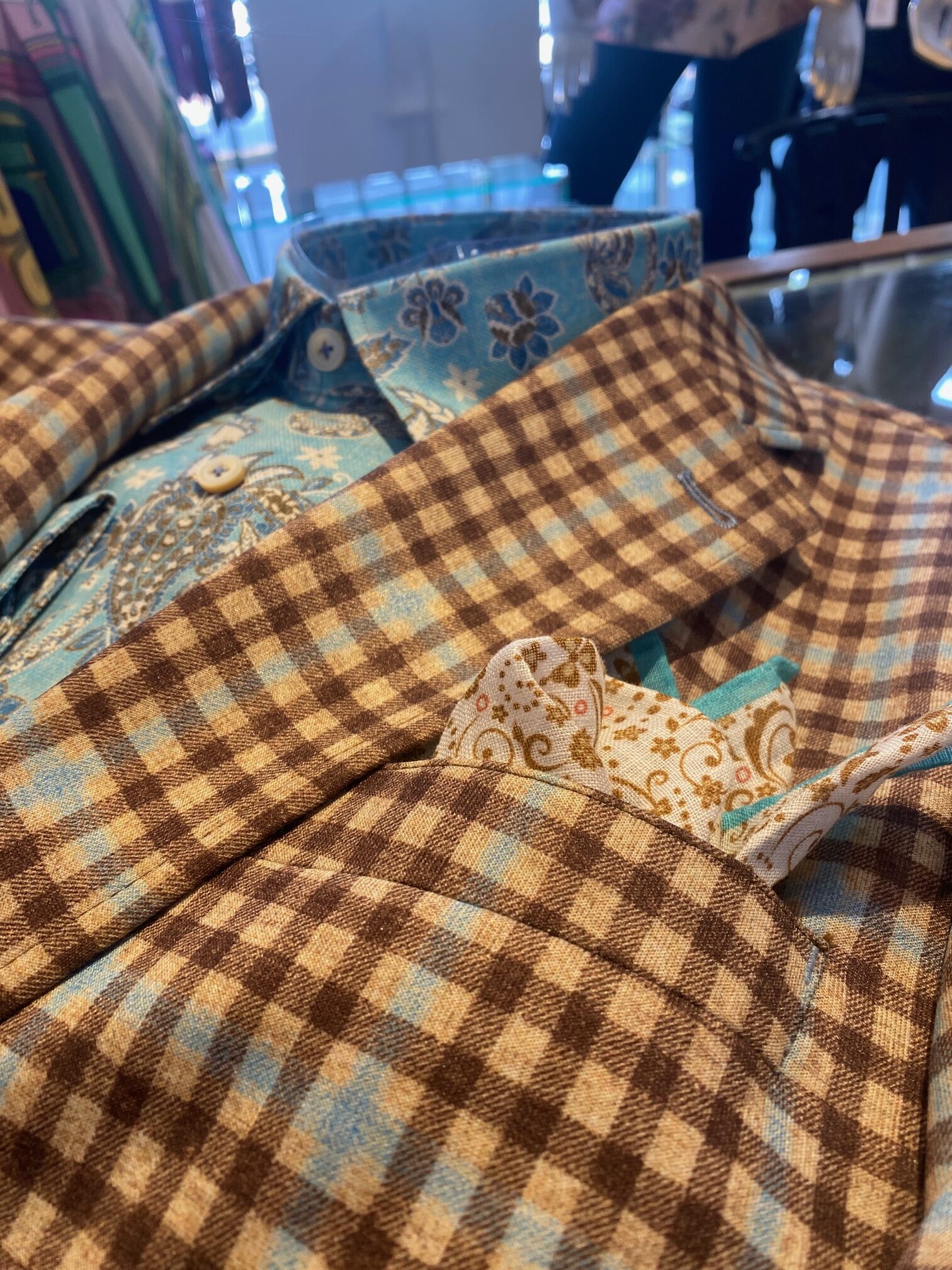 ジャケット・アウター TAN PINK CHECKED COAT Colton Tan Plaid Stretch Blazer | Everard's Clothing