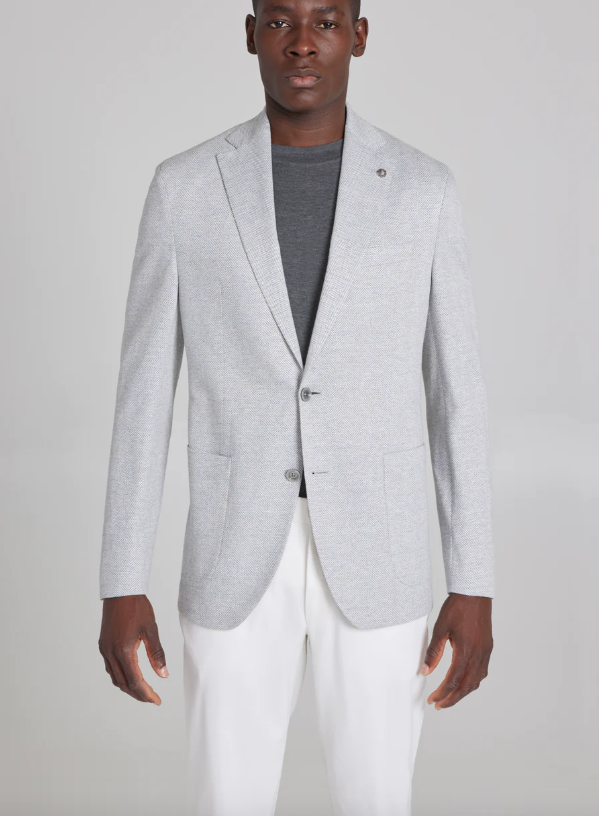 Light Grey Herringbone Knit Blazer | Everard's Clothing