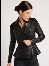 Black Moto Mesh Jacket with Peplum Everard s Clothing