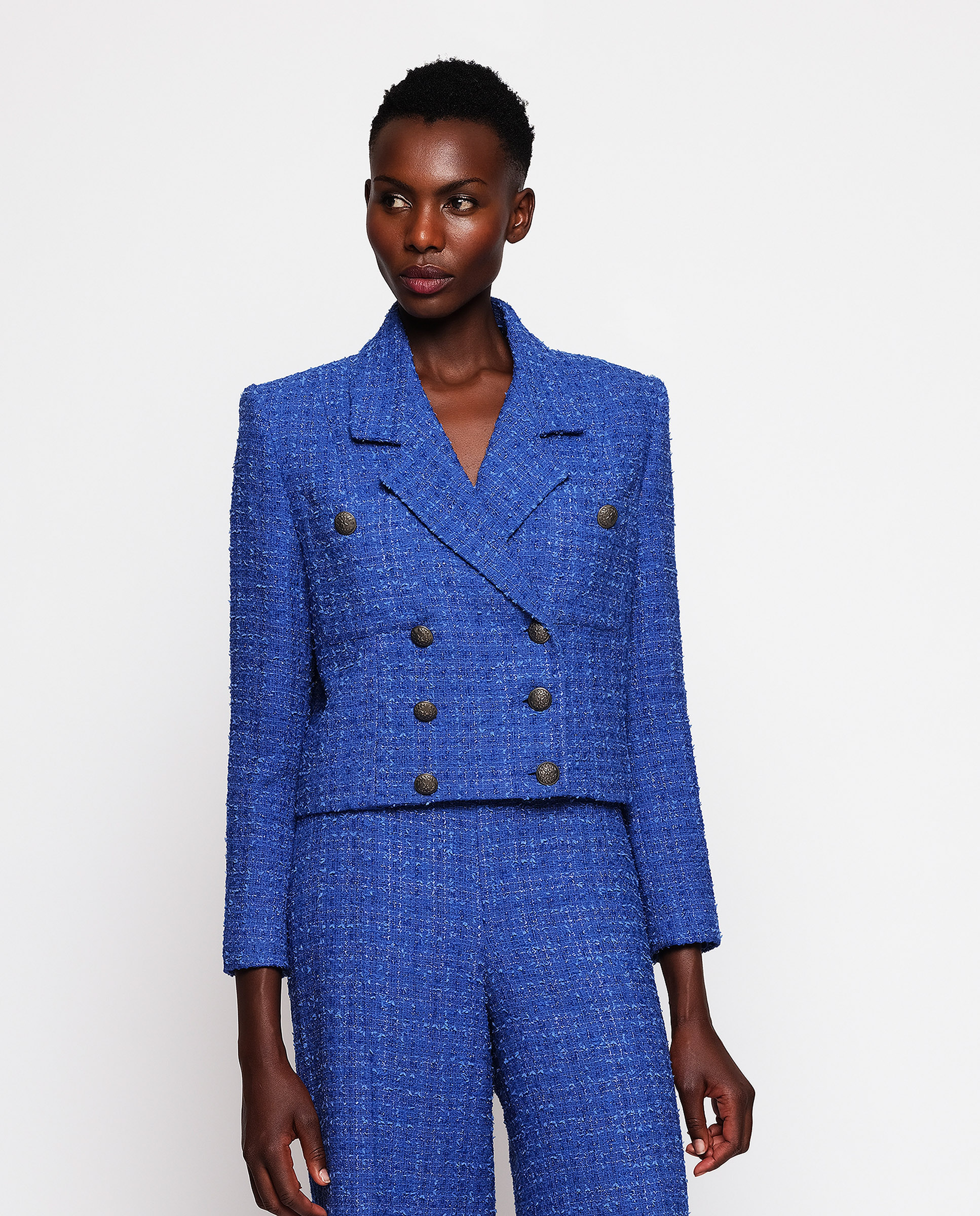 Mirto Blue Tweed DB Jacket | Everard's Clothing
